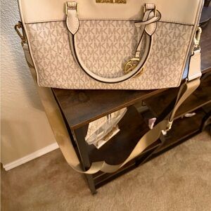 Michael Kors Tan and Cream Satchel